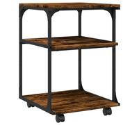 vidaXL 3-Tier Smoked Oak Printer Stand/Office Organizer - Engineered Wood & Steel with Castors 43x48x64 cm