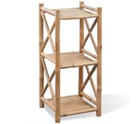 vidaXL 3-Tier Square Bamboo Shelf, Compact Freestanding Bookcase for Living Room, Office, Aesthetic Farmhouse Style, Versatile Shelving Unit, 4.8 kg Shelf with Weather-Resistance and Durability
