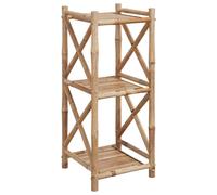 vidaXL 3-Tier Square Bamboo Shelf, Bookcase for Bathroom Living Room, Standing Shelf for Storage, Plant Stand, Book Rack, Display Shelf