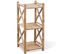 vidaXL 3-Tier Square Bamboo Shelf, Compact Freestanding Bookcase for Living Room, Office, Aesthetic Farmhouse Style, Versatile Shelving Unit, 4.8 kg Shelf with Weather-Resistance and Durability