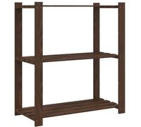 vidaXL 3-Tier Storage Rack, Storage Shelf for Home Garage Work Shop, Industrial Shelving, Shelving Unit, Modern Style, Brown Solid Wood Pine