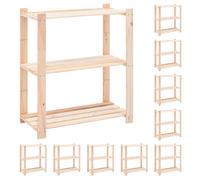 vidaXL 3-Tier Storage Racks 10 pcs 80x38x90 cm Solid Pinewood 150 kg