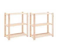 vidaXL 2x Solid Pinewood 3-Tier Storage Racks Household Workshop Organiser Display Unit Stand Shelf Furniture 80x38x90cm 150kg