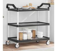 vidaXL 3-Tier Trolley Black 99x50x96 cm Aluminium UK