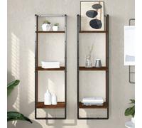 vidaXL 3-Tier Wall Shelf Brown Oak 30x25x100 cm Engineered Wood