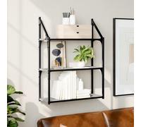 Wall Shelf 3-Tier Engineered Wood & Steel Grey Sonoma 60x21x78.5 cm Wall Mounted