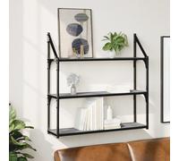 vidaXL 3-Tier Wall Shelf Grey Sonoma 80x21x78.5 cm Engineered Wood