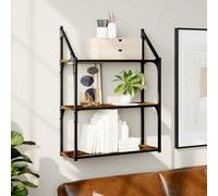 vidaXL 3-Tier Wall Shelf Smoked Oak 60x21x78.5 cm Engineered Wood