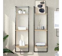 Wall Shelf Floating Sonoma Oak 30x25x100 cm Engineered Wood & Metal
