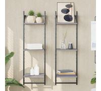 Vidaxl 3-Tier Wall Shelves With Bars 2 Pcs Grey Sonoma 30X25X100 Cm