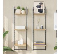 Wall Shelves with Bars Wall Mounted Shelf Floating Shelf Rack 2 pcs vidaXL