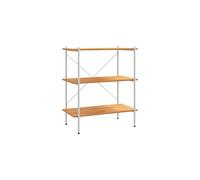 vidaXL 3-Tier White and Oak Shelving Unit - Steel Construction Bookshelf for Office, Living Room, Garage, Freestanding, 80 x 40 x 92 cm