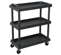 vidaXL 3-Tier Workshop Tool Trolley Storage Rolling Cart Utility Cart Black PP