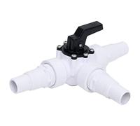 vidaXL 3-Way Ball Valve for Swimming Pools - White/Black 1 1/2" Female Thread with Connectors for 32/38 mm