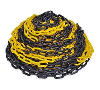 vidaXL 30 m Yellow and Black Plastic Warning Chain - Durable Safety Barrier for Indoor and Outdoor Use, High Visibility, Easy Installation, Lightweight