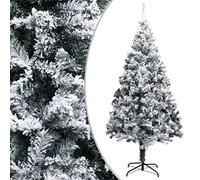 vidaXL 300 cm Green PVC Artificial Christmas Tree with Flocked Snow and Steel Stand - Adjustable and Reusable