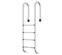 vidaXL 304 Stainless Steel Inground Pool Ladder - 54x38x184.5cm Non-Slip 4-Step Stair for Pools & Spas, Silver Finish