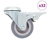 vidaXL 32x Bolt Hole Swivel Casters with Double Brakes 50mm Trolley Wheels