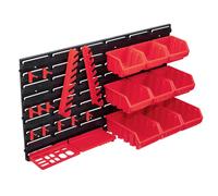 vidaXL 34 Piece Storage Bin Kit with Wall Panels Red and Black