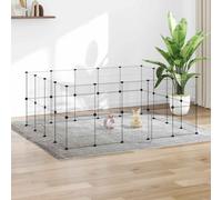 vidaXL 36-Panel Pet Cage with Door Black 35x35 cm Steel