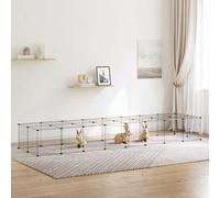 vidaXL 36-Panel Pet Cage with Door Black 35x35 cm Steel