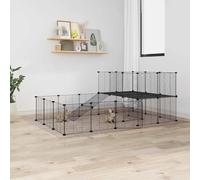vidaXL 36-Panel Pet Cage with Door Black 35x35 cm Steel