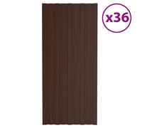vidaXL 36x Roof Panels Galvanised Steel Brown Profile Sheet Shed Roof Panel