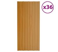 vidaXL 36x Roof Panels Galvanised Steel Light Wood Garage Shed Roof Panel