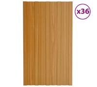 vidaXL 36x Roof Panels Galvanised Steel Light Wood Garage Shed Roof Panel
