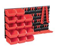 vidaXL 39 Piece Storage Bin Kit with Wall Panels Red and Black