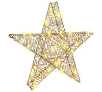 vidaXL 3D Star with 50 LEDs Warm white 55 x 52.5 x 9 cm PET, Living Room, Modern Star-Shaped Christmas Decoration, LED Ornament, Warm White Glow, Holiday Illumination, Simple Design