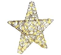 vidaXL 3D Star with 50 LEDs Warm white 55 x 52.5 x 9 cm Rattan, Living Room, Modern Star-Shaped Christmas Decoration, LED Ornament, Warm White Glow, Holiday Illumination, Simple Design