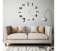 vidaXL 3D Wall Clock Modern Design 100cm XXL Black Home Office Analog Timer
