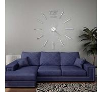 vidaXL 3D Wall Clock Modern Design 100cm XXL Silver Home Office Analog Timer