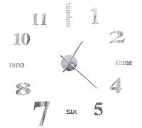 vidaXL 3D Wall Clock Modern Design 100cm XXL Silver Home Office Analog Timer