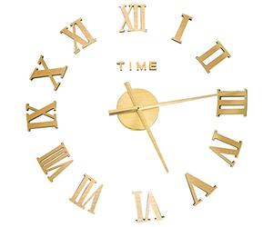 vidaXL 3D Wall Clock Modern Design Analog Clock Living Room Bedroom Surface Sticker Large Number Home Office Decoration Gold 100 cm XXL