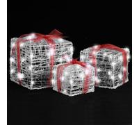 vidaXL 3x Decorative Acrylic Christmas Gift Boxes Cold White Xmas Decoration