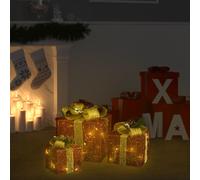 vidaXL 3x Decorative Christmas Gift Boxes Red Outdoor Indoor LED Gift Boxes