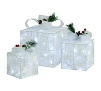 vidaXL 3x Decorative Christmas Gift Boxes White Outdoor Indoor Decoration