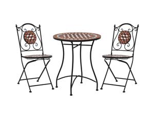 vidaXL 3x Mosaic Bistro Set Ceramic Tile Terracotta Patio Outdoor Pub Table