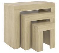 vidaXL 3x Nesting Coffee Tables Engineered Wood Table Furniture Multi Colours