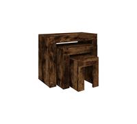 vidaXL 3x Nesting Coffee Tables Living Room Furniture Office Decorative Bedroom Nesting Stand Stackable Table Smoked Oak Engineered Wood