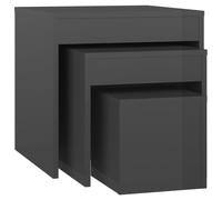 vidaXL 3x Nesting Tables High Gloss Grey Chipboard Home Side End Table Set