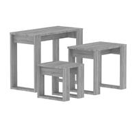 vidaXL 3x Nesting Tables Home Indoor Bedroom Living Room Stackable Side Coffee Tea Stacking Table Furniture Grey Sonoma Engineered Wood