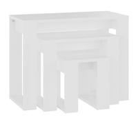 vidaXL 3x Nesting Tables White Engineered Wood End Side Nest of Table Set