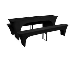 vidaXL 3x Slipcovers for Beer Table and Benches Stretch Black 220x70x80cm Cover