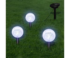 vidaXL 3x Solar Bowl LED Garden Lights with Spike Anchors & Solar Panel Lamp