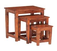 vidaXL 3x Solid Acacia Wood Nesting Table Coffee Side End Tea Accent Stand Desk