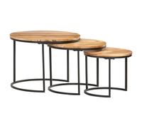 vidaXL 3x Solid Acacia Wood Nesting Tables Acacia Wood Table Couch Table Desk
