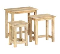 vidaXL 3x Solid Mango Wood Nesting Tables Accent End Desks Telephone Stands